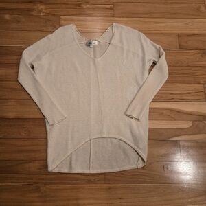 Beige V-Neck Cashmere Sweater
